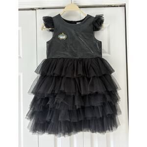 Lola and the Boys Black Tulle Dress Leather Top Girls Sz 10